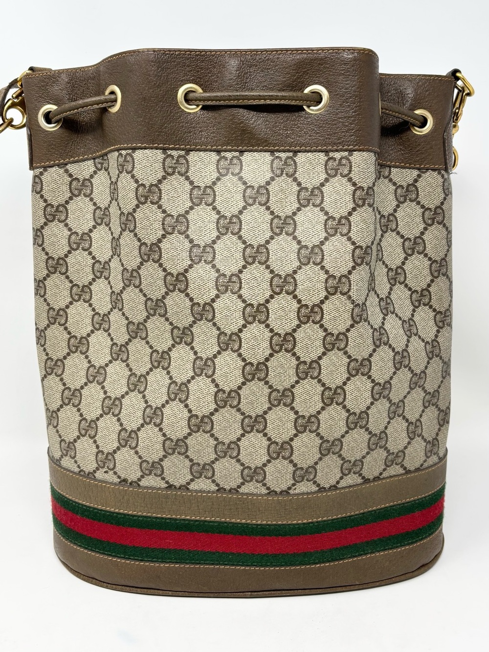Vintage Gucci Ophidia GG Supreme Web Stripe Drawstring Bucket Bag Crossbody - Picture 8 of 16
